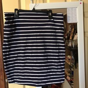 Navy blue and white striped skirt